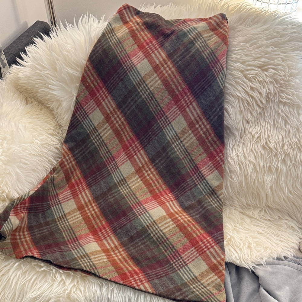 Willi Smith Red and Green Plaid wool blend Midi Skirt